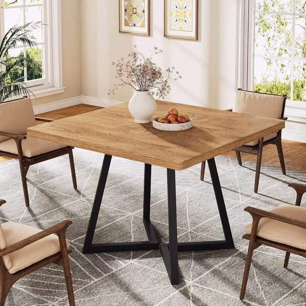 VOGREX Square Dining Table in Oak and Brown, W/D/H: 80 x 80 x 75 cm – 2