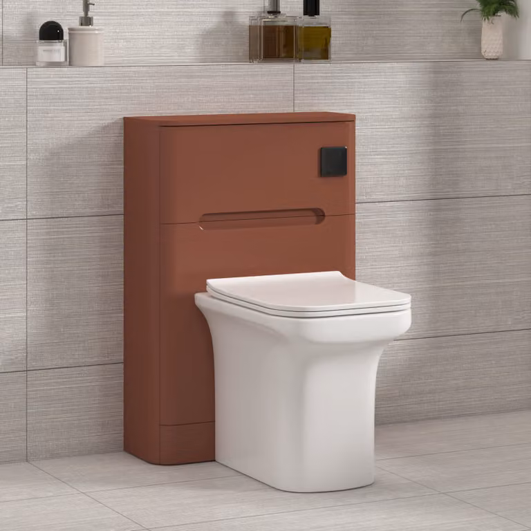 Royal Bathrooms Venice Terracotta Clay WC Unit with Crosby Rimless Toilet Pan, Seat and Cistern, Width: 55 cm