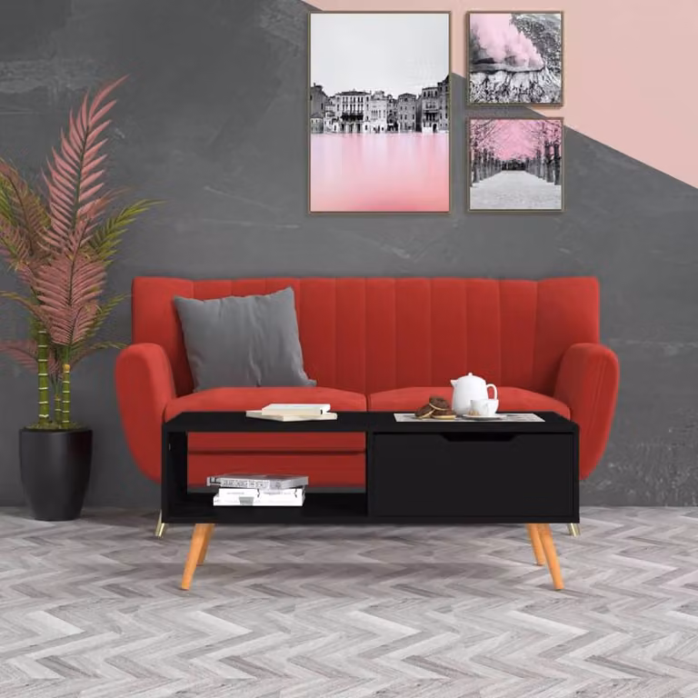 Berkfield Home Elegant Rectangular Coffee Table in Black, W/D/H: 100 x 49.5 x 43 cm