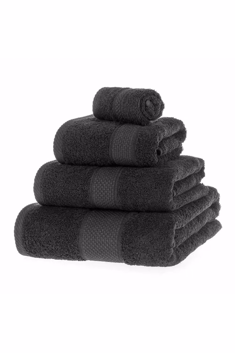 Homescapes Black Turkish Cotton Towel, 500 GSM, Quick-Drying and Fluffy, W/D/H: 130 x 70 x 1 cm – 2