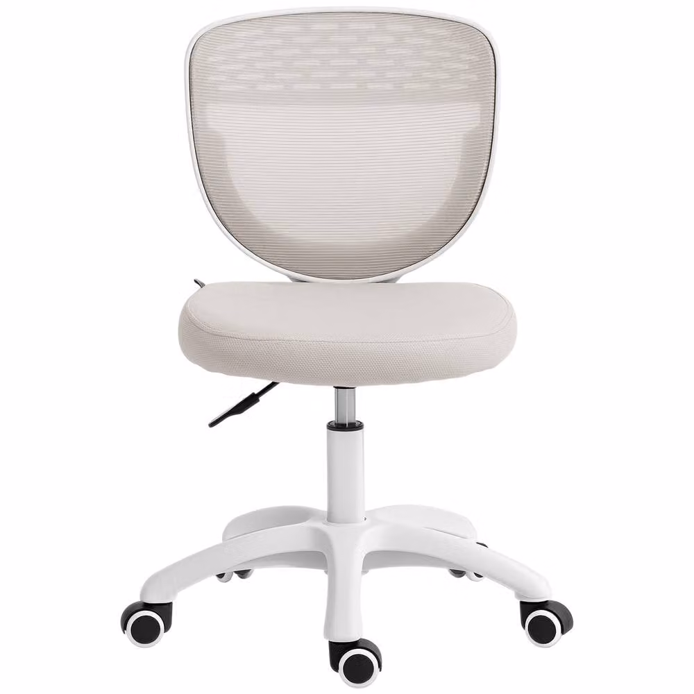 STILVORA Grey Fabric Armless Swivel Task Chair for Home Office and Bedroom, W/D/H: 43 x 44 x 120 cm – 2
