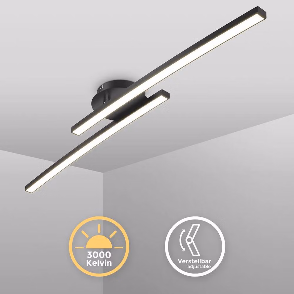 B.K.Licht Black 12W LED Ceiling Light with Adjustable Bar and Warm White Light – 2