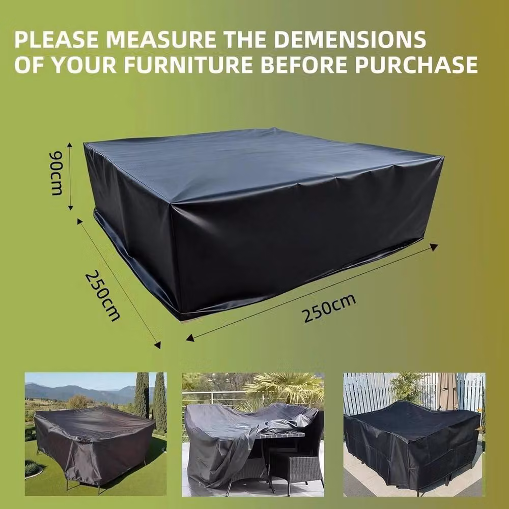 NESTLUNE Waterproof Black Polyester Garden Furniture Cover W/D/H: 250 x 250 x 90 cm – 2
