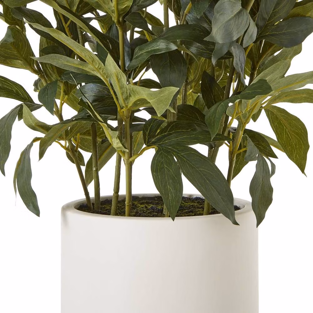 Wyld Haus Large White Peony Artificial Plant in a White Ceramic Pot, H 71 cm x W 46 cm x D 46 cm – 3