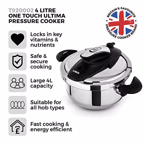 Tower T920002 Pressure Cooker with Timer in Silver Stainless Steel – 2