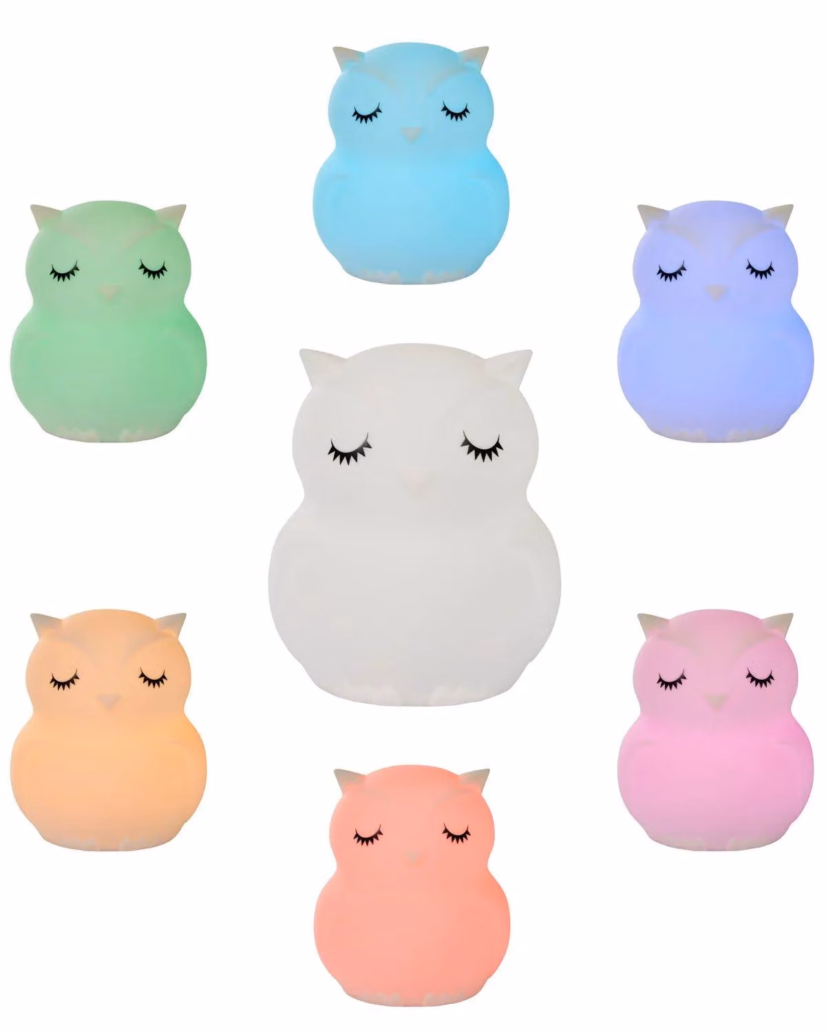 BHS Lighting Glow Owl Silicone Night Light in White – 3