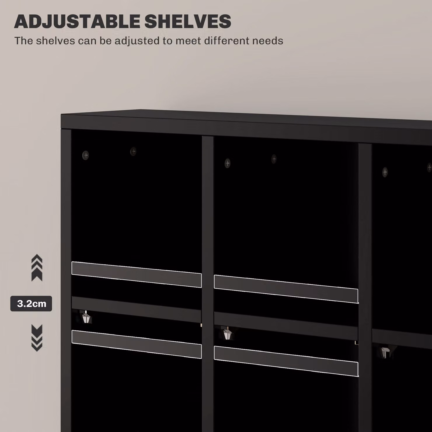 HOMCOM Modern Black CD Storage Unit with Adjustable Shelves and Media Compartments, W: 89 cm, H: 130.5 cm – 5