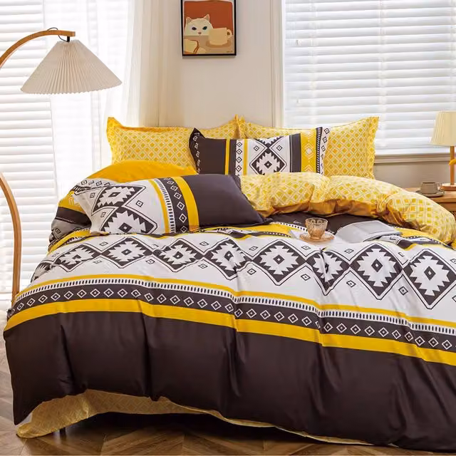 Ezysleep Yellow Graphic Ethnic Printed Duvet Cover and Pillowcase Set, 220 cm