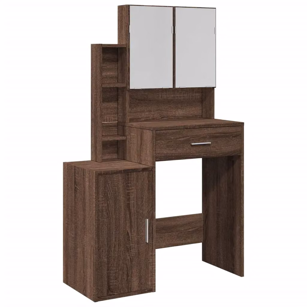 Berkfield Home Dressing Table with Cabinet, Brown Oak, W/D/H: 80 x 35 x 132 cm – 1