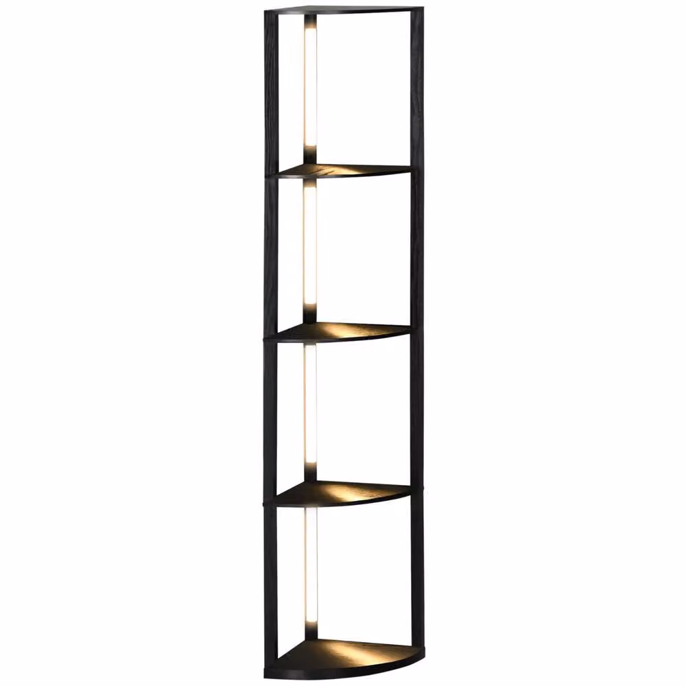Pirlo Plush Modern Dimmable LED Floor Lamp with 5 Shelves, Black – 4