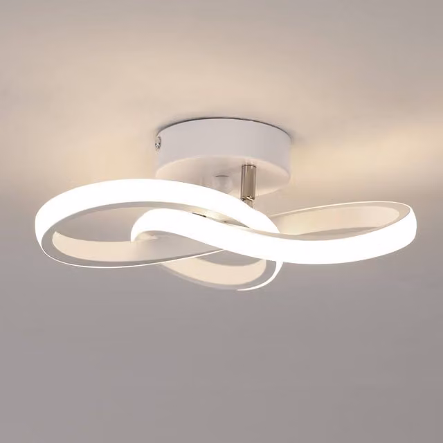 COMELY 22W Modern Curved LED Ceiling Light in White, 4500K