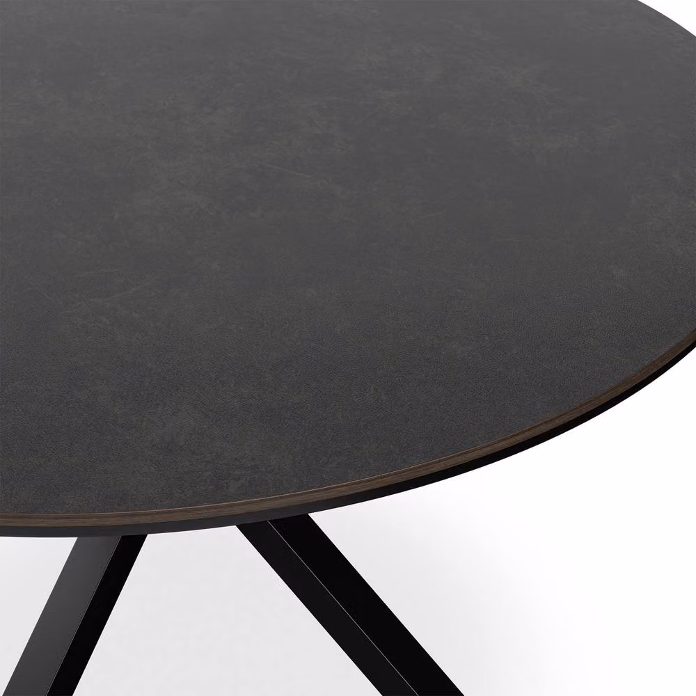 More4Homes Calne Round Ceramic Dining Table and 6 Nova Velvet Chairs in Beige and Black, Diameter: 120 cm, Height: 75 cm – 3
