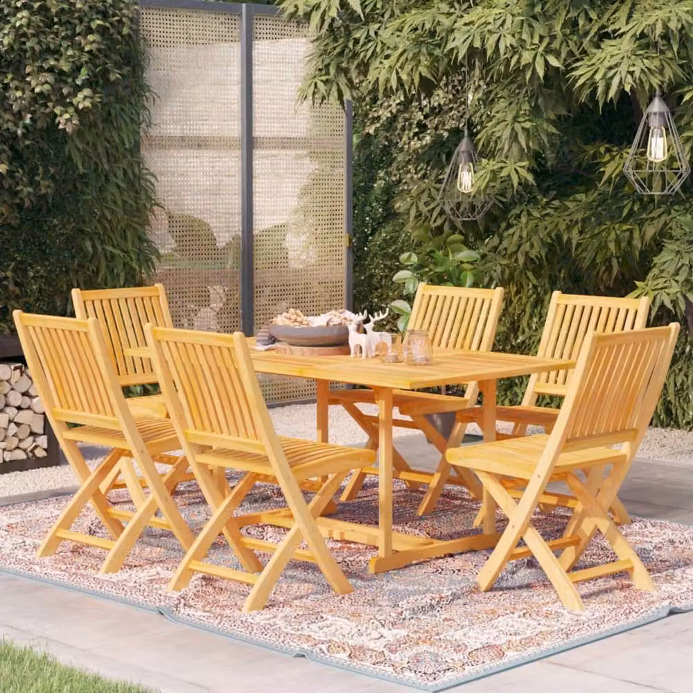 Berkfield Home 7 Piece Garden Dining Set in Brown Solid Teak Wood – 2