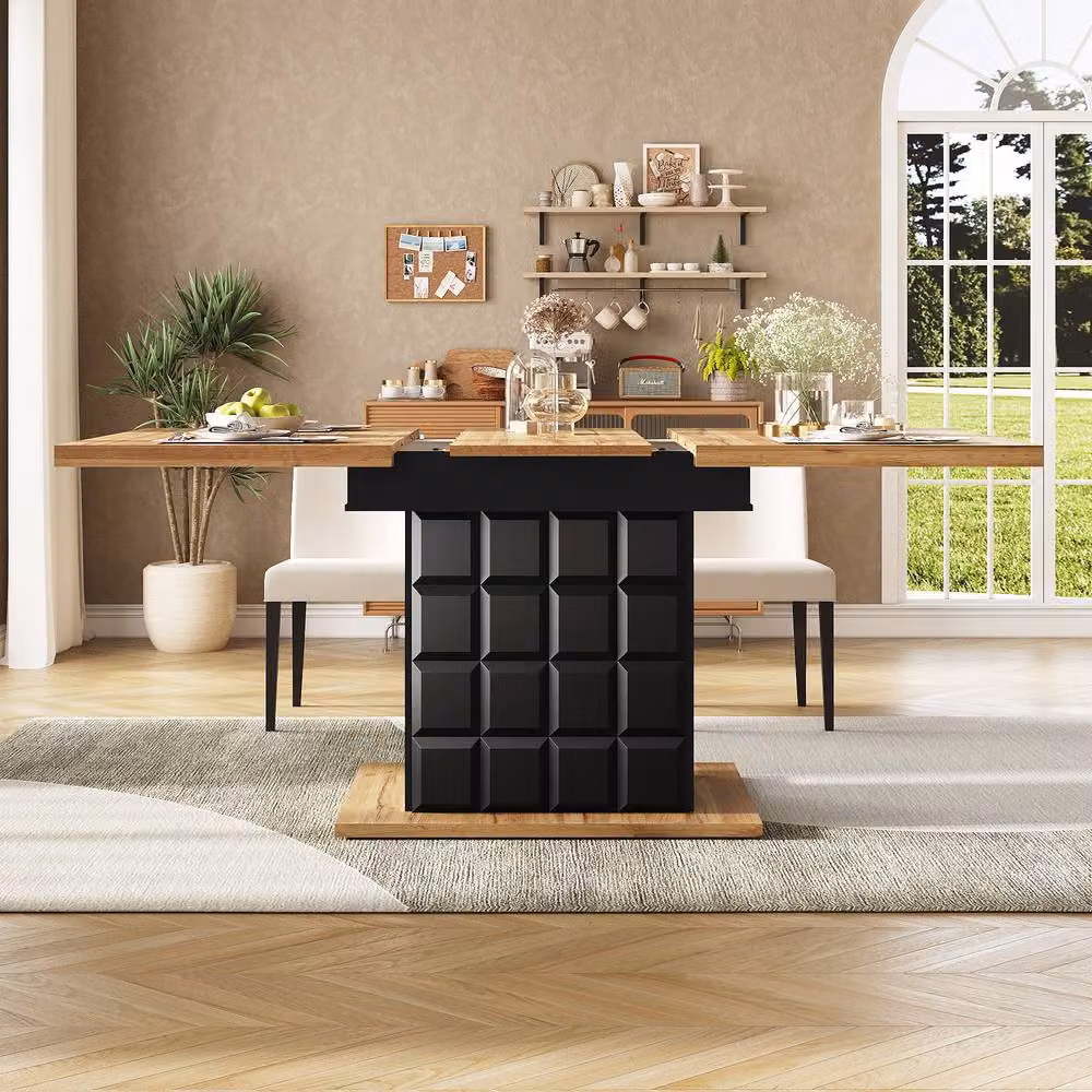 Rolipo Extendable Rectangular Dining Table in Black, W: 110 cm to 140 cm – 3