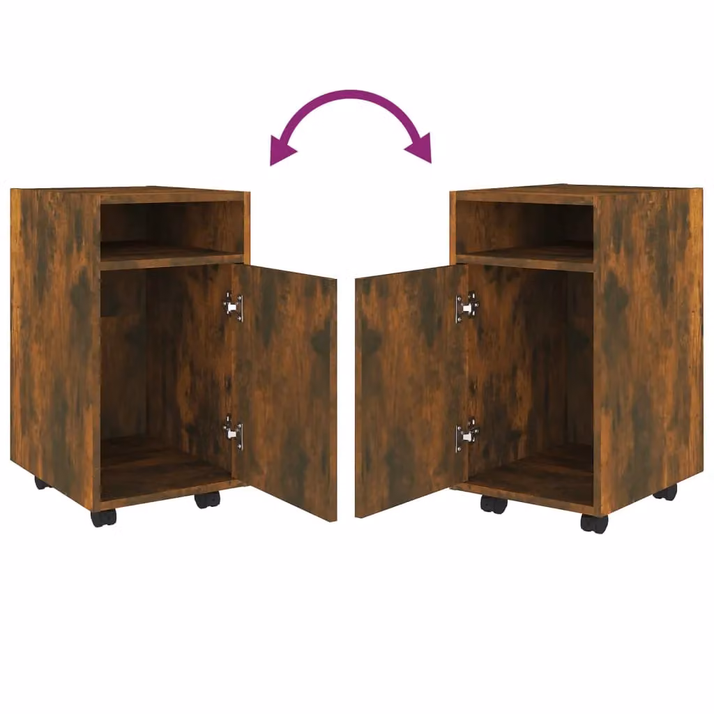 Berkfield Home Side Cabinet with Wheels in Smoked Oak Brown, W/D/H: 33 x 38 x 60 cm – 3