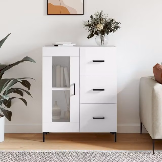 Berkfield Home High Gloss White Sideboard, W/D/H: 69.5 x 34 x 90 cm – 1
