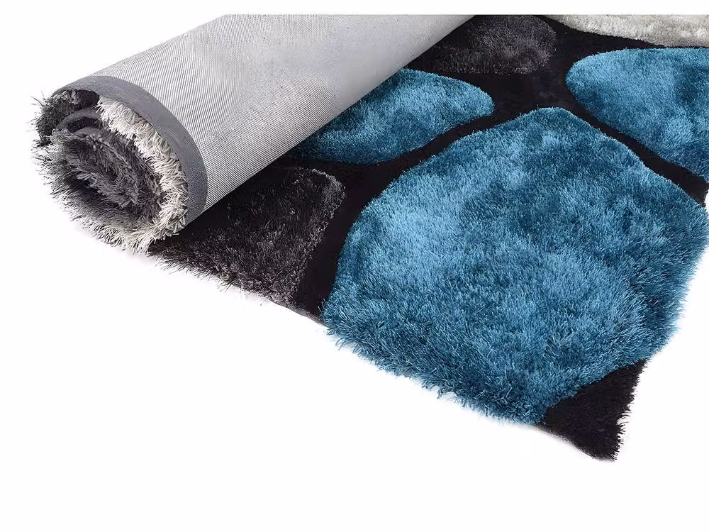 Vente-unique PIETRA Turquoise and Grey Shaggy Rug, W: 140 cm, L: 200 cm – 8
