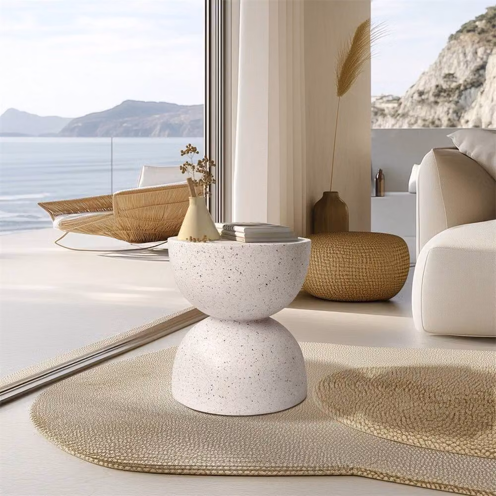 VOGREX Modern White Matt Outdoor Side Table for Garden and Terrace – 4