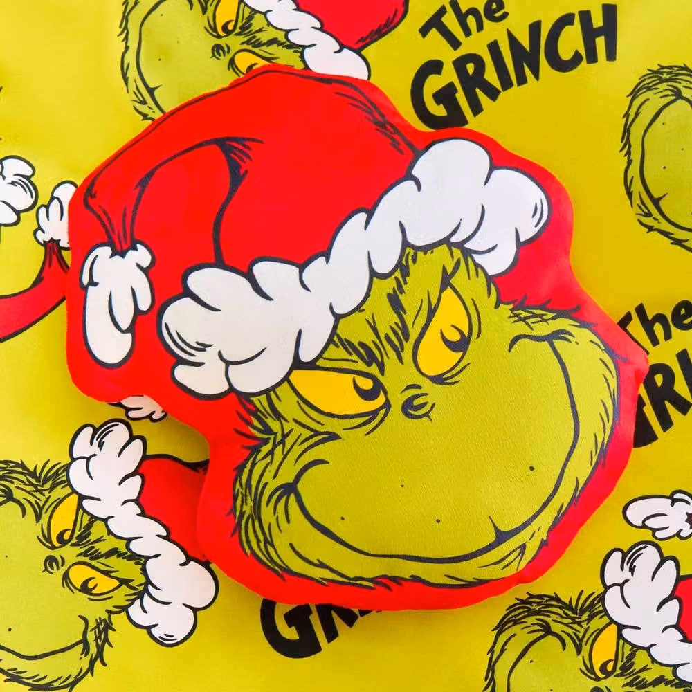 OHS Grinch Plush Scatter Cushion in Green and Red, W: 36 cm, H: 25 cm – 2