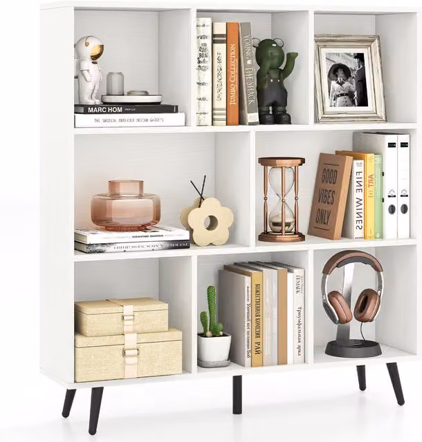 COSTWAY 8-Cube Freestanding Bookshelf Storage Rack in White