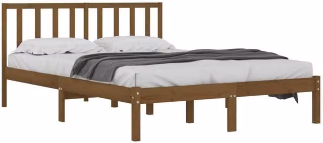 Berkfield Home Beautiful Bed Frame in Honey Brown Solid Wood Pine, W/D/H: 200 x 200 cm – 1