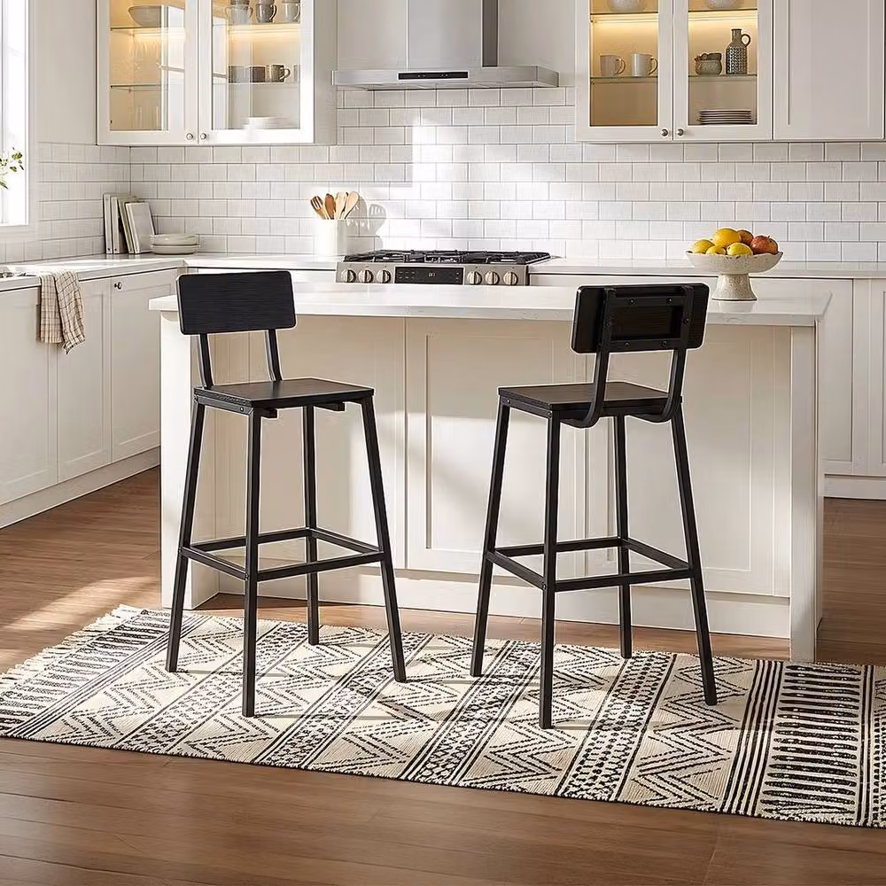 SPETLEK Set of 2 Black Industrial Metal Bar Stools – 4