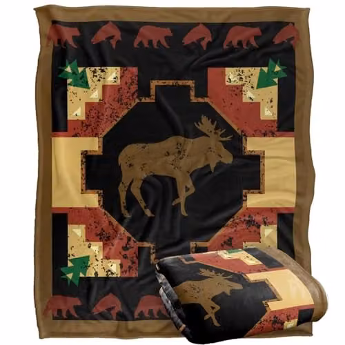 JQ Licensing Southwest Moose 2 Silky Touch Super Soft Fleece Throw Blanket, White and Multicolour, W/D/H: 152 x 127 cm – 1