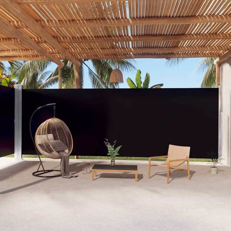 Berkfield Home Retractable Side Awning in Black, W/H: 1000 x 220 cm