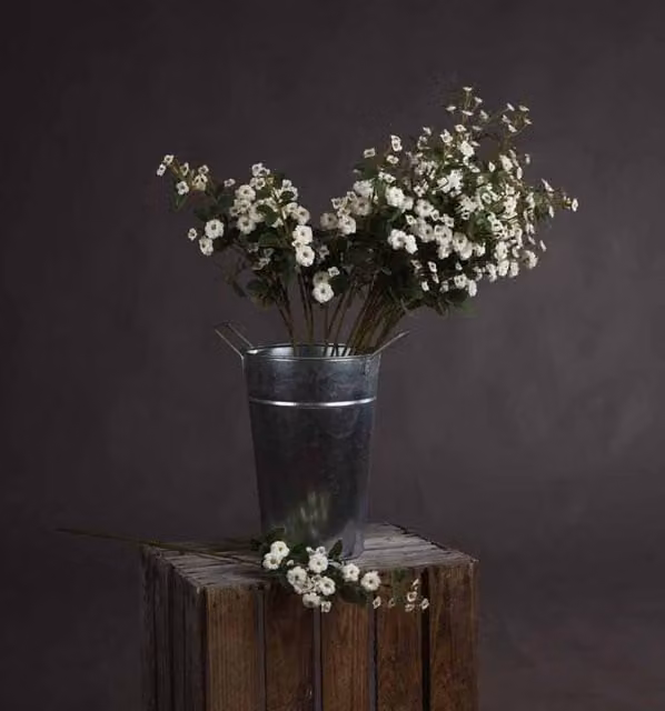 Lemon Pavilion Wild Meadow Rose Artificial Flower, White, W15 x D15 x H74 cm – 1
