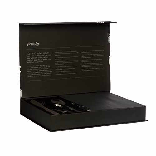Premier Housewares 24-Piece Stainless Steel Cutlery Set in Silver with Hammered Design, H9 x W26 x D36 cm – 3