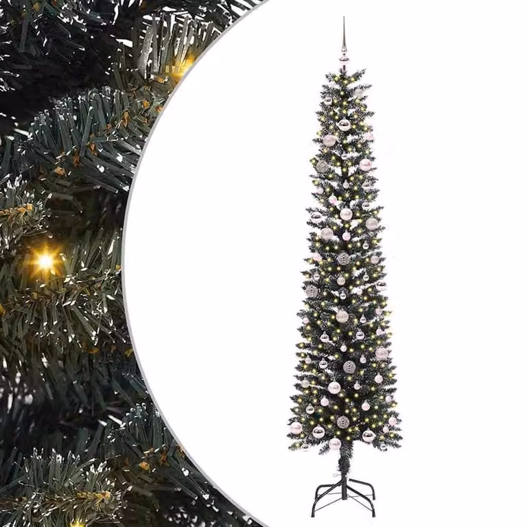 Berkfield Home Green Artificial Christmas Tree with 300 LEDs, W/D/H: 58 x 58 x 240 cm