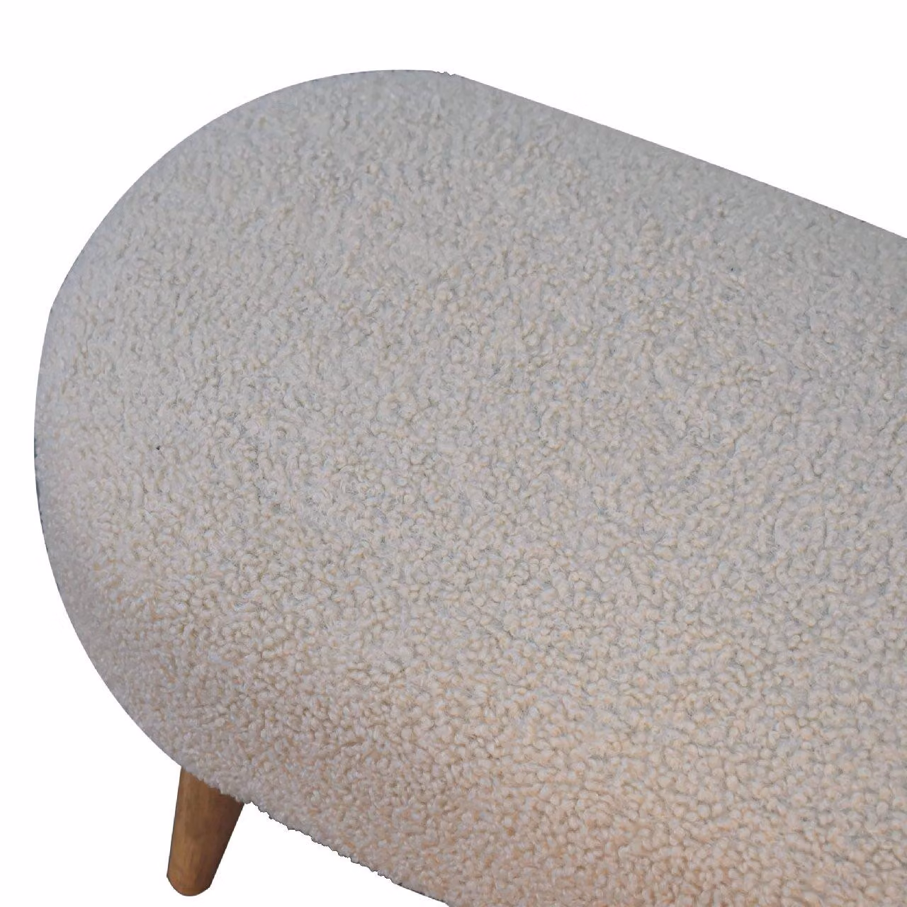 Aosom UK Brown Mango Wood Bed End Bench with Beige Boucle Upholstery, W/D/H: 92 x 32 x 38 cm – 3