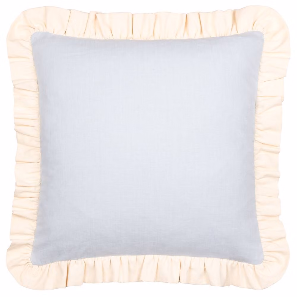 Wylder Effie Plain Ruffle Cotton Cushion in Blue, W/D/H: 45 x 45 x 45 cm – 2