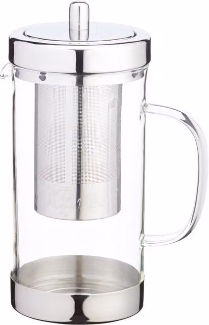 KitchenCraft Le'Xpress Stainless Steel and Glass Infuser Teapot in White and Silver