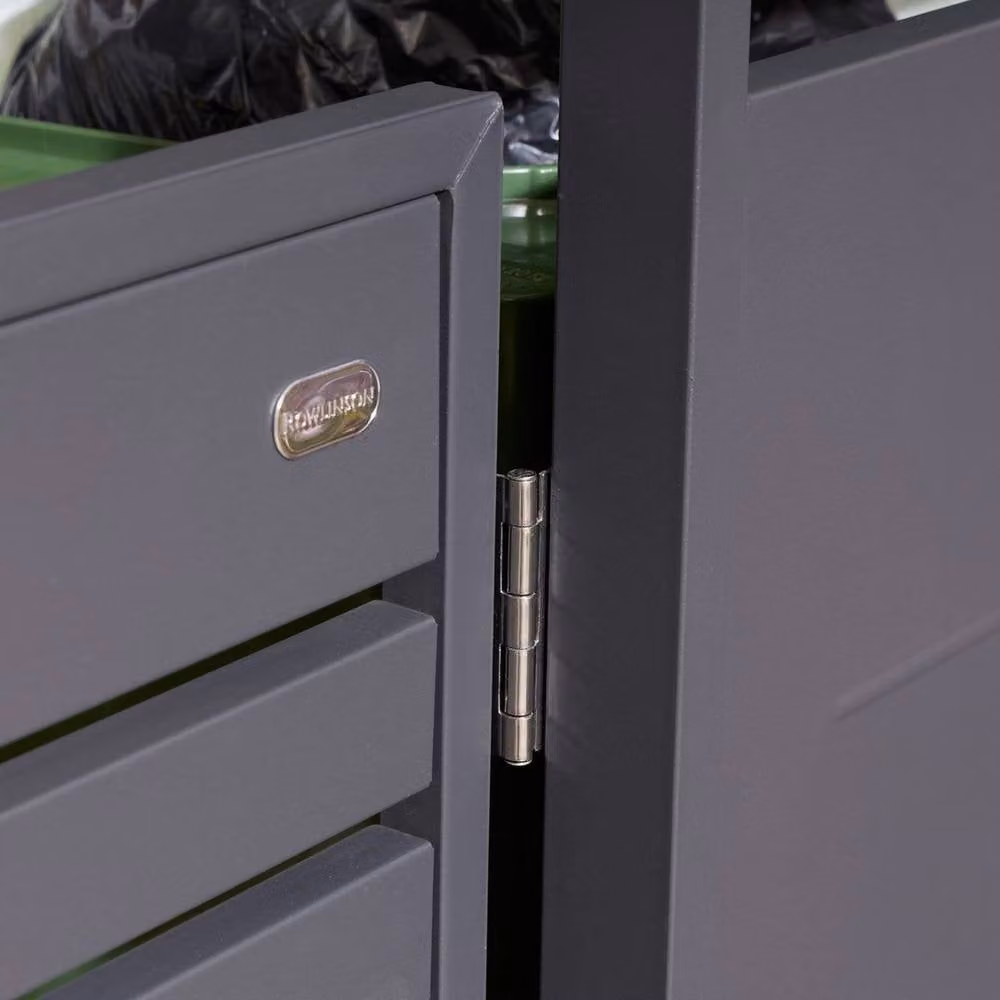 Rowlinsons Chelsea Quadruple Bin Store in Black Steel, W: 265 cm, D: 81 cm, H: 116.5 cm – 2
