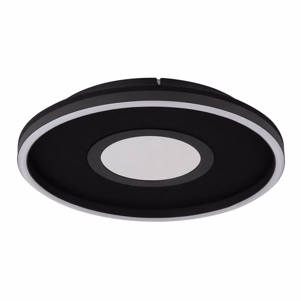 Netlighting Emory Integrated LED Semi Flush Ceiling Light, Matt Black, Warm White 3000K – 2