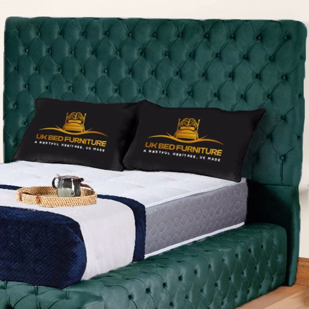 UK Bed Furniture Ambassador Ottoman Gas Lift Upholstered Velvet Bed in Green, Size: 180 x 200 cm – 2