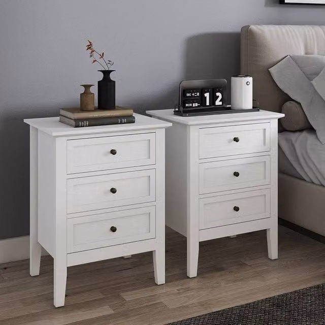 Melody Maison Rowley White Range Pair of 3 Drawer Bedside Tables – 1