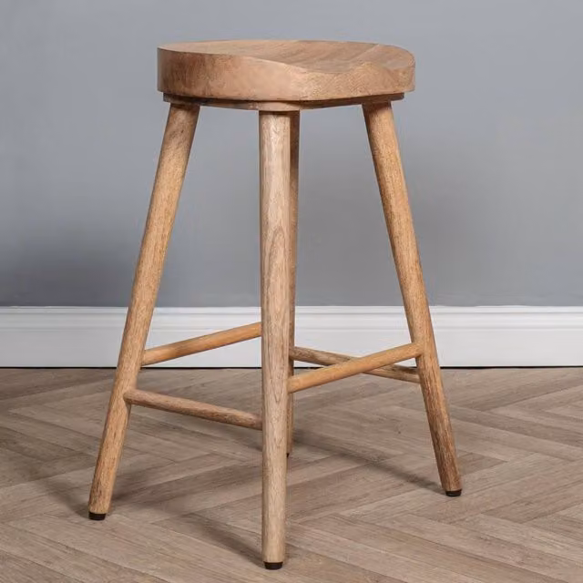 Elm Home And Garden Solid Wooden Breakfast Kitchen Bar Stool in Light Oak Finish