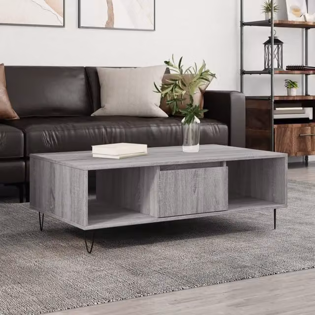 Berkfield Home Grey Sonoma Coffee Table, W/D/H: 104 x 60 x 35 cm