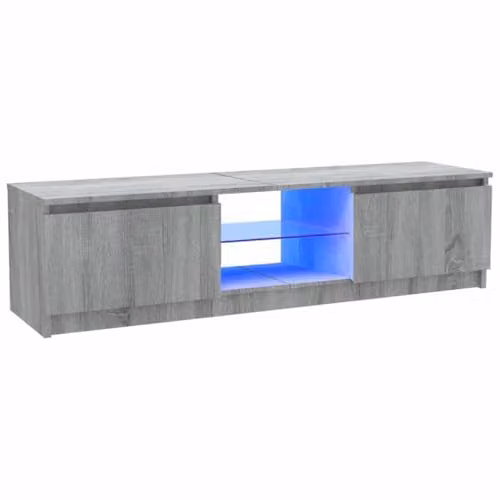vidaXL Modern TV Cabinet with LED Lights in Grey Sonoma, W: 120 cm, D: 30 cm, H: 36 cm