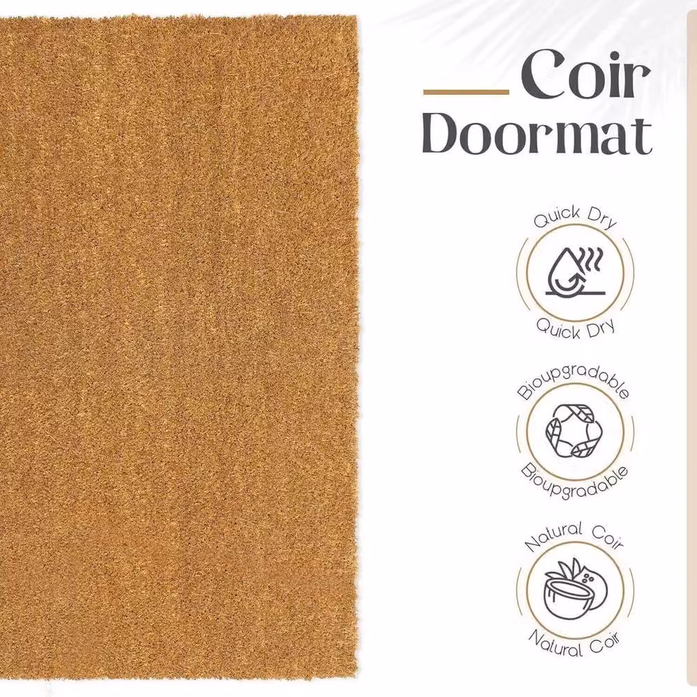 NESTLUNE Natural Coconut Coir Entrance Door Mat, Brown, W: 200 cm, D: 100 cm – 6