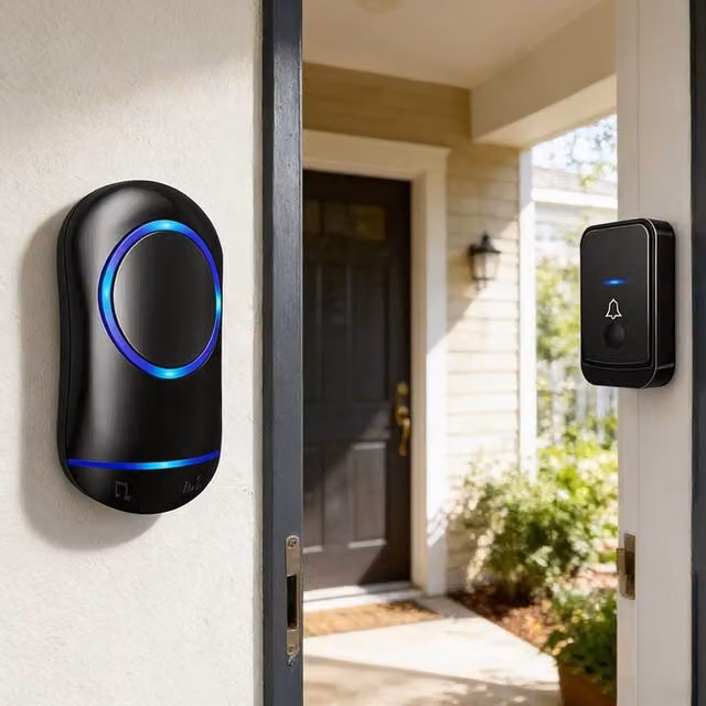Ventryn Wireless Waterproof Doorbell with 1000ft Range, Plug-in, Black – 1