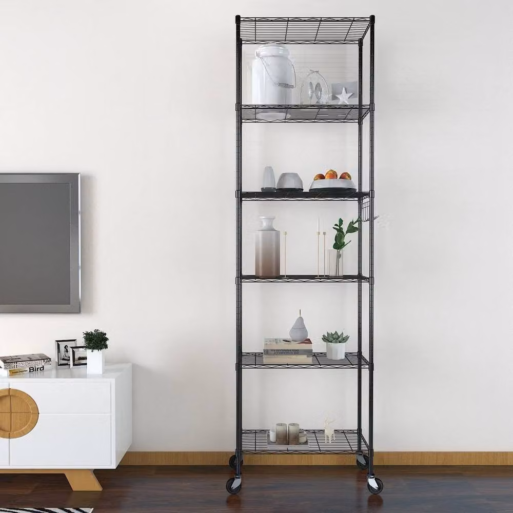 VOGREX 6 Tier Metal Wire Shelving Unit Storage Rack in Black – 3