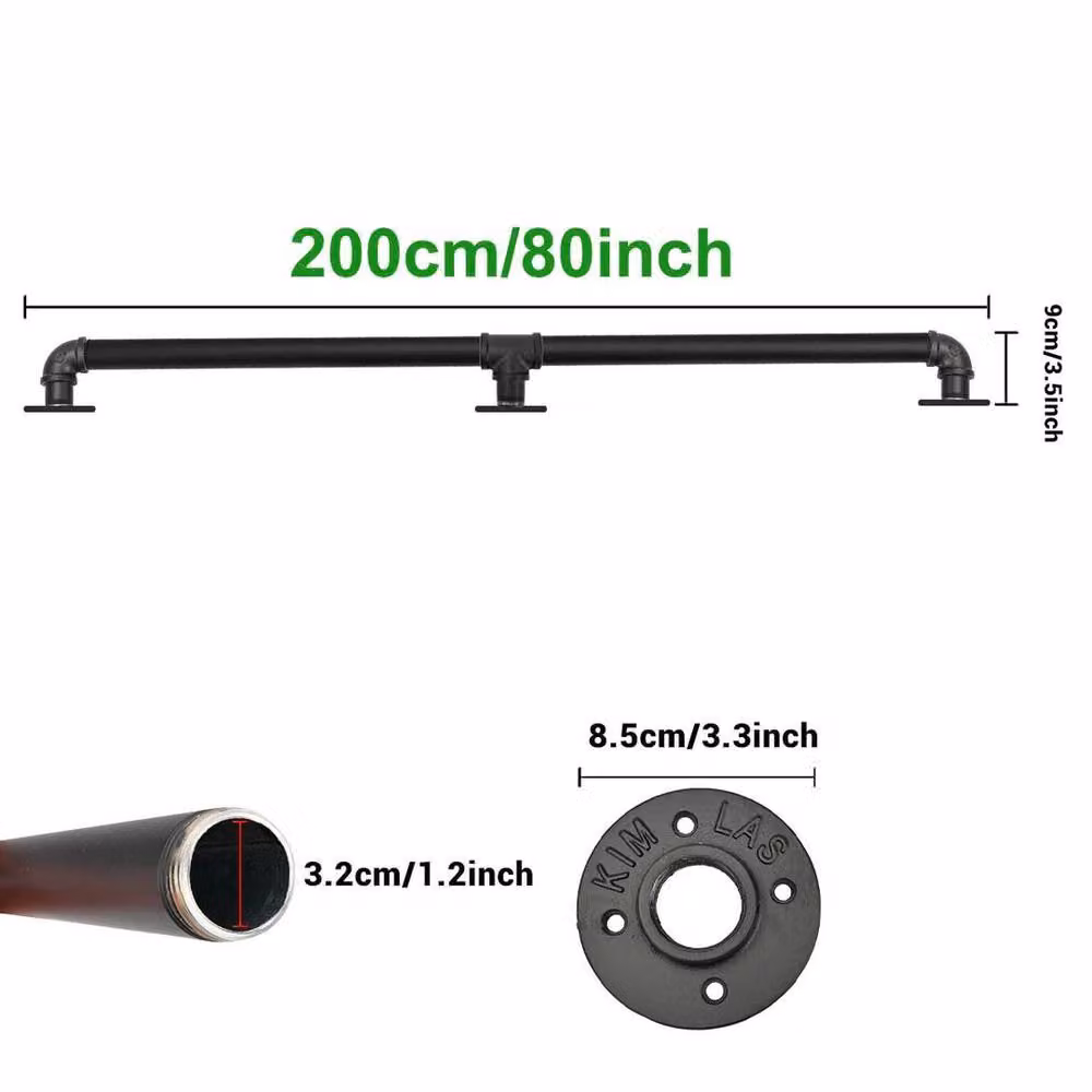 PAWNORA 200cm Round Stair Rail Grab Handrail in Black – 2
