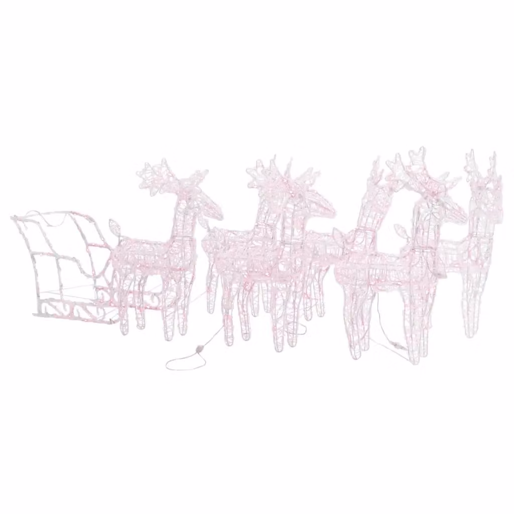 Berkfield Home Reindeers and Sleigh LED Christmas Decoration, Multicolour and White, W/D/H: 280 x 28 x 55 cm – 2