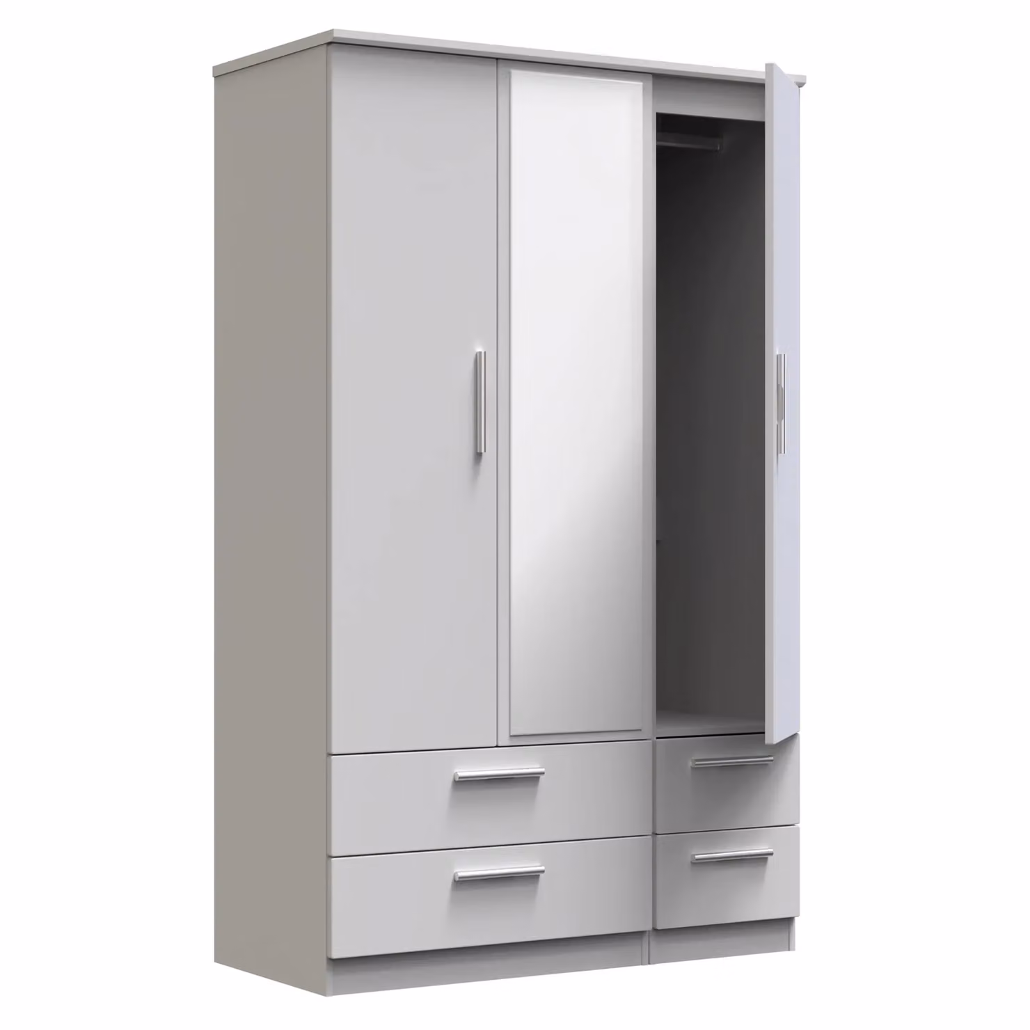 2 U Windsor Ready Assembled Triple Wardrobe with Mirror and 2 Drawers in Mid Grey – 2