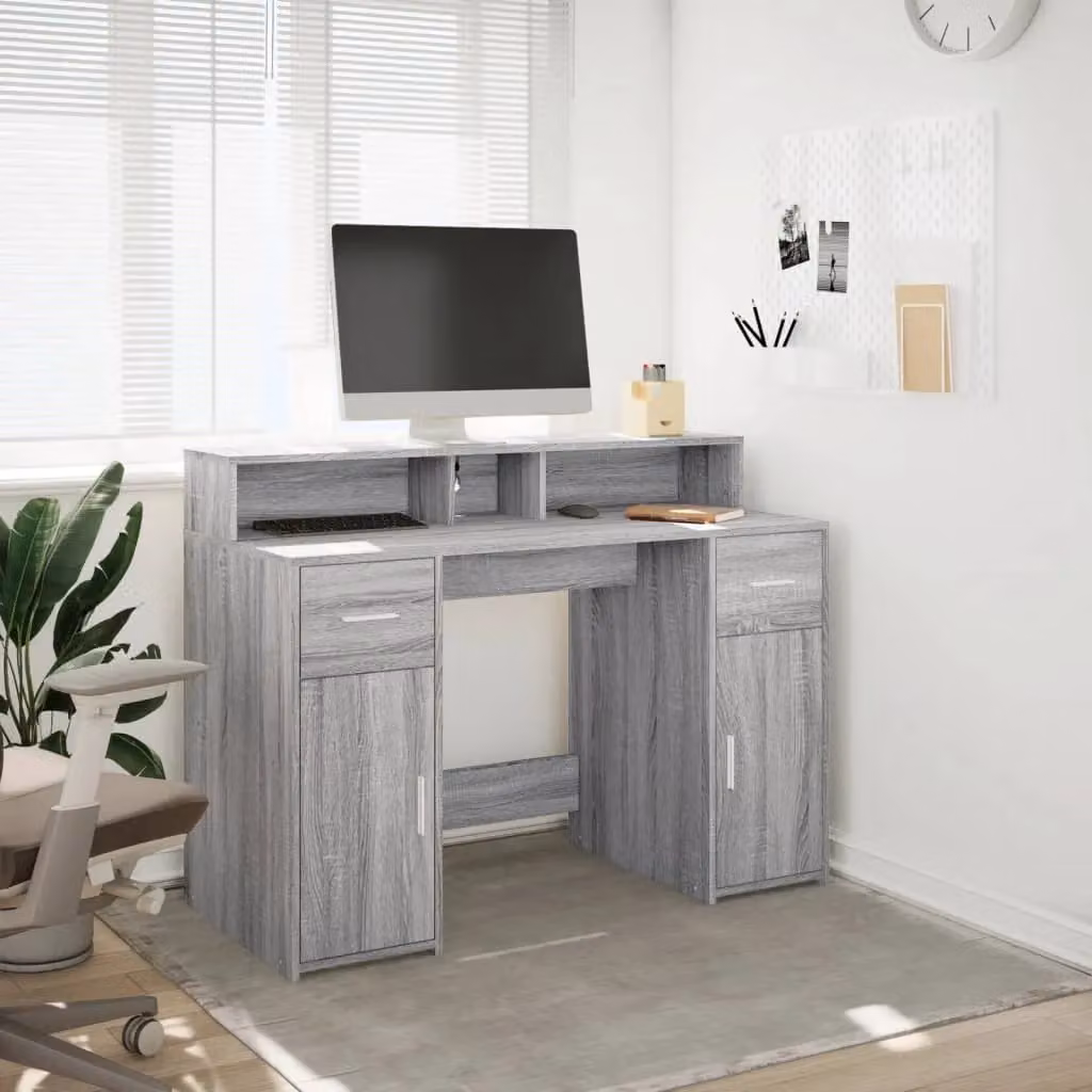 Berkfield Home Grey Sonoma Gaming Desk with LED Lights, W/D/H: 120 x 55 x 91 cm – 3