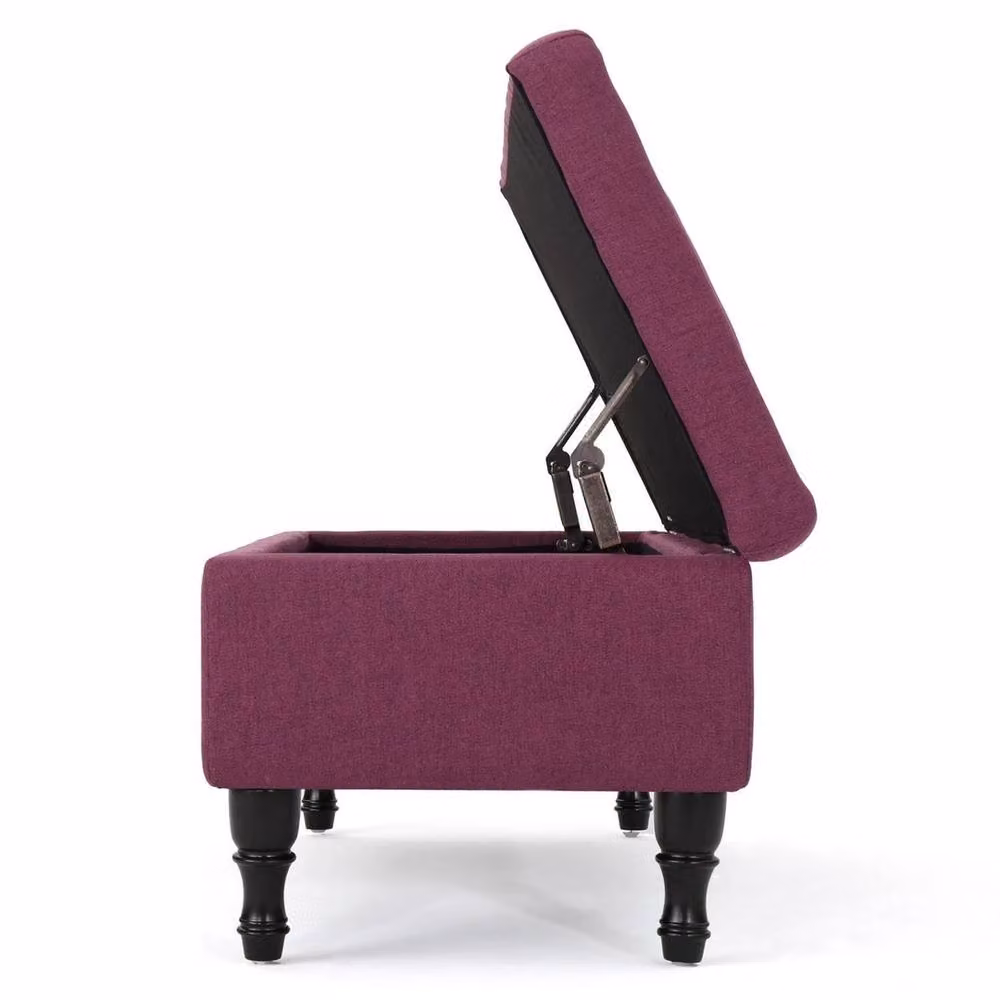 VOGREX Upholstered Storage Bench with Chesterfield Buttoned Seat in Fuchsia – 3