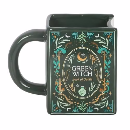 Something Different Wholesale Green Witch Book Shaped Ceramic Mug, 450ml, Green